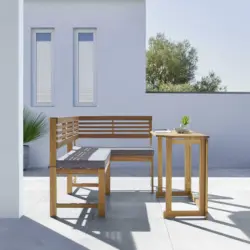 Balkonset 'Lia' aus Akazie, inkl. Auflage, grau/natur