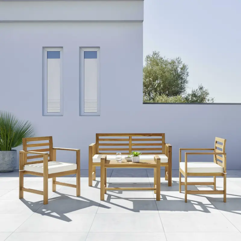 Loungegarnitur 'Mico' aus Akazie inkl. Auflagen & Kissen