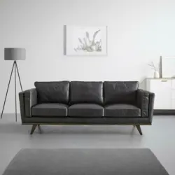 Ledersofa 'Valerio', dunkelgrau