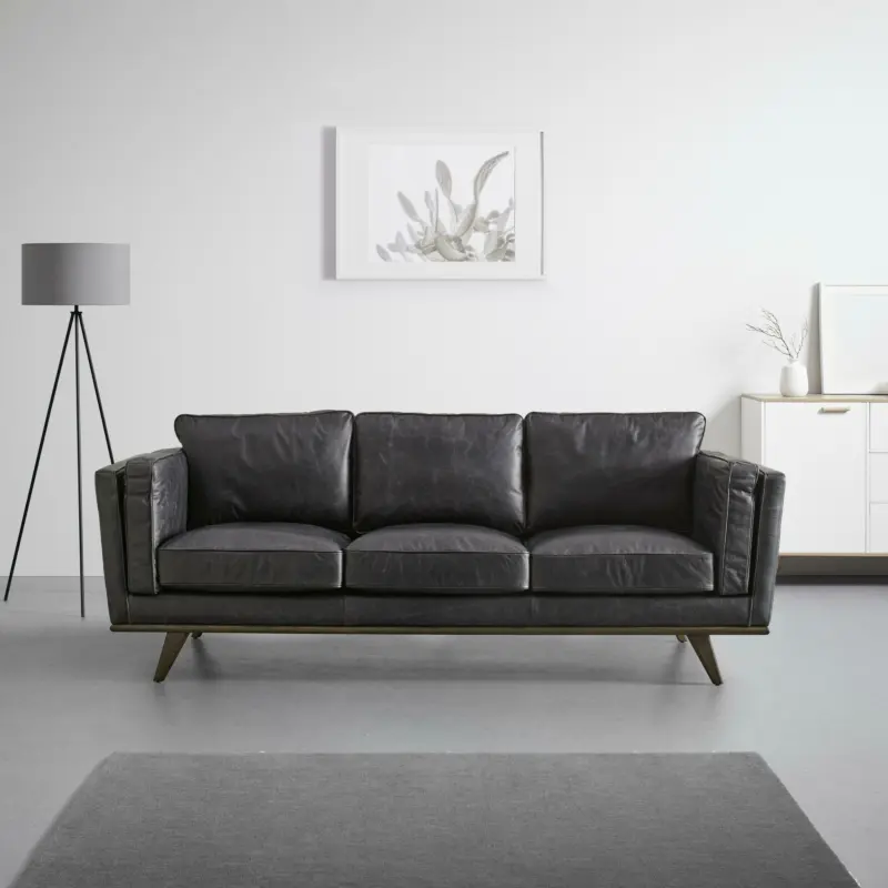 Ledersofa 'Valerio', dunkelgrau