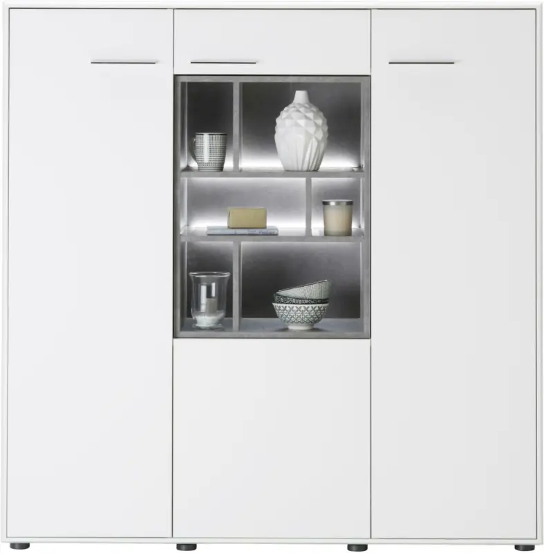 Highboard in Wei&szlig;/Hellgrau