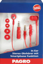 PAGRO DISKONT PAGRO In Ear Stereo-Ohrhörer mit Handy-Funktion rot