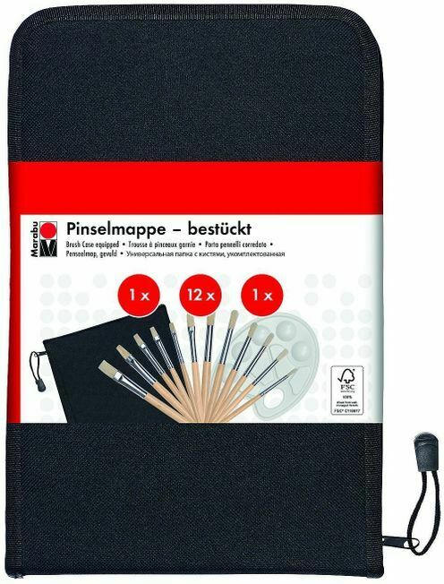 MARABU Pinselmappe mit 12 Pinseln und Mischpalette