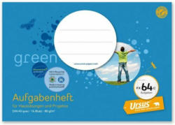 URSUS GREEN Aufgabenheft A5 quer ”FX64c” 16 Blatt liniert