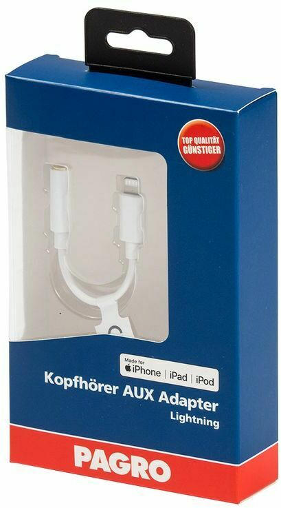 PAGRO Kopfhörer AUX Adapter Lightning weiss