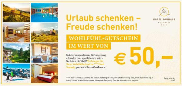 Wohlfühl-Gutschein "Hotel Sonnalp Kirchberg" € 50,-