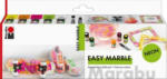PAGRO DISKONT MARABU Marmorierfarbe-Set "Easy Marble Neon" 5 x 15 ml inkl. Permanentmarker