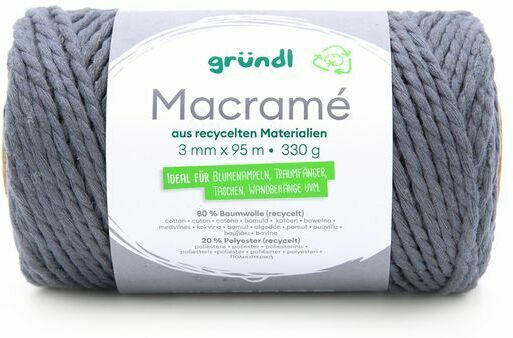 GRÜNDL Macramé-Garn 3 mm x 95 m grau