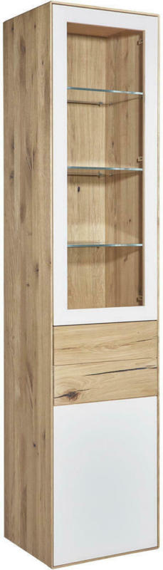 Vitrine in massiv Asteiche Weiß, Eichefarben