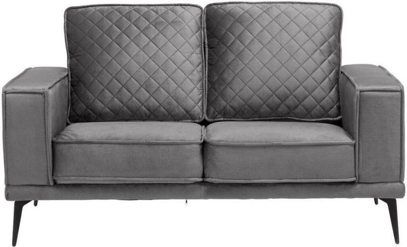 Zweisitzer-Sofa in Samt Grau, Schwarz