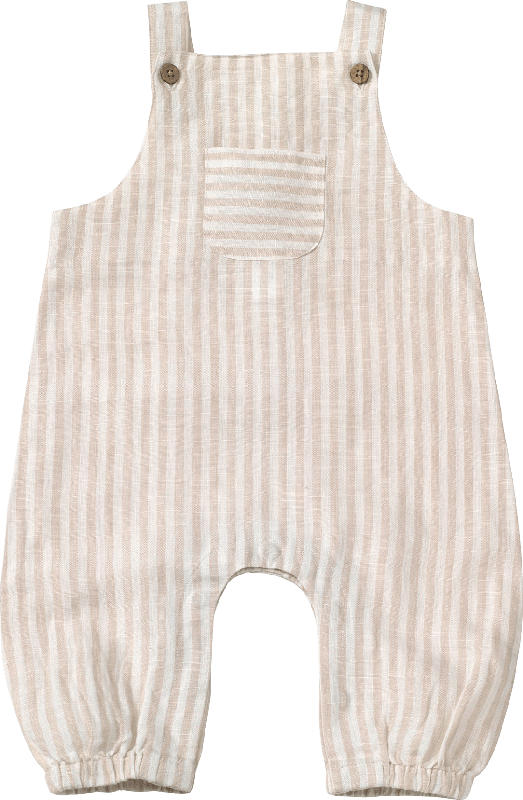 ALANA Baby Latzhose, Gr. 68, in Bio-Leinen, beige, weiß