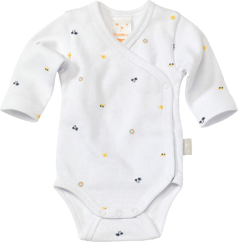 PUSBLU Baby Wickelbody, Gr. 42/44, in Bio-Baumwolle, weiß, bunt