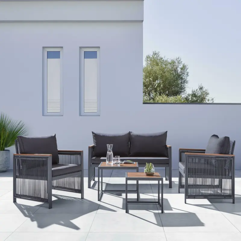 Loungegarnitur 'Michelle' inkl Auflagen & Kissen, dunkelgrau