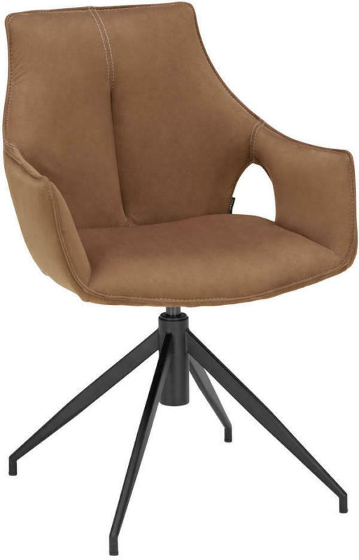 Stuhl in Metall, Textil Braun, Schwarz