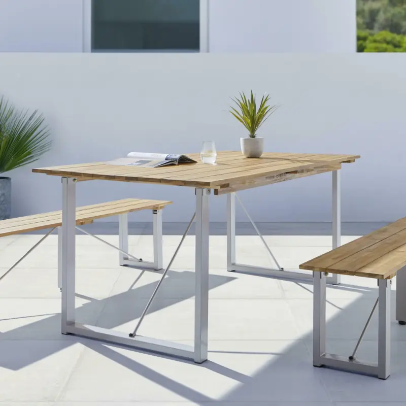 Gartentisch 'Leonor' ca. 180x90cm, aus Akazie, grau