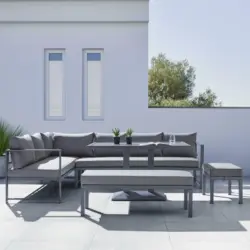 Loungegarnitur 'Pergola' inkl. Auflagen & Kissen, dunkelgrau