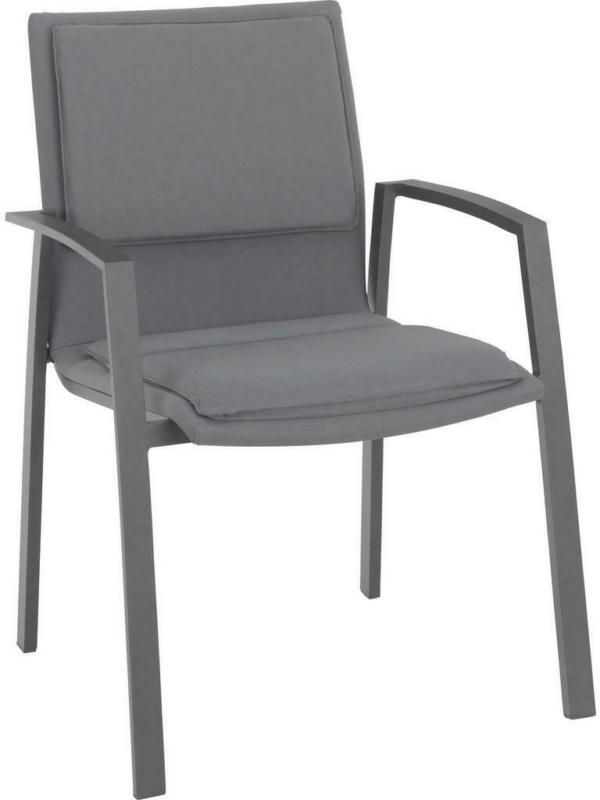 Stapelsessel in Metall, Textil Anthrazit, Grau