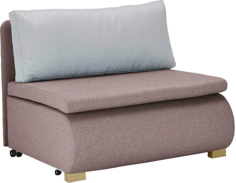 Schlafsessel in Rosa mit Rückenkissen