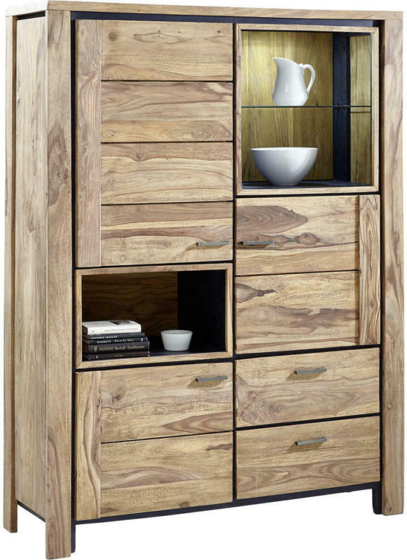 Vitrine in massiv Sheesham Sheeshamfarben
