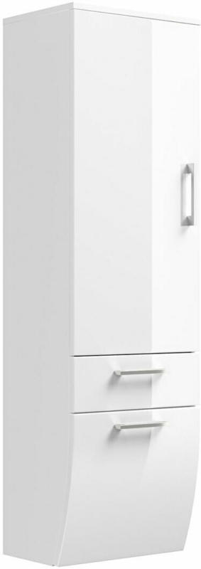 Hochschrank „Rima“, weiß, Front rund MDF Tür