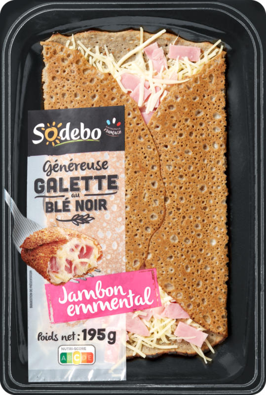 Galette de blé noir au Jambon Emmental Sodebo , 195 g