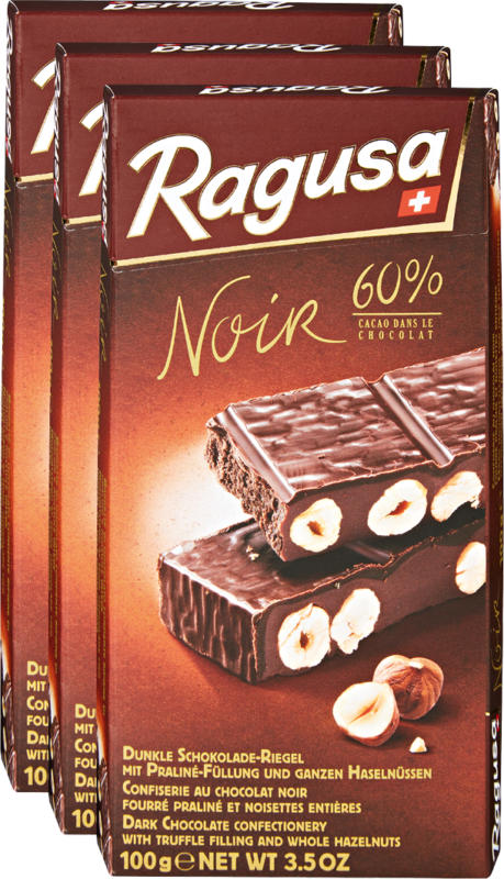 Tavoletta di cioccolata Noir Ragusa Camille Bloch, 3 x 100 g