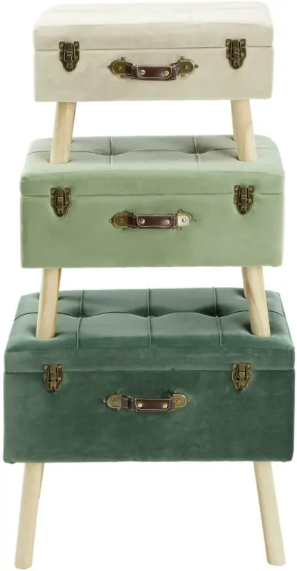 Beistelltischset mit Samtbezug, 3er Set