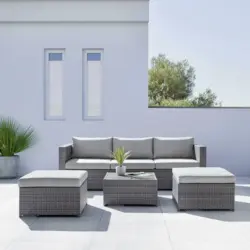 Loungegarnitur Coruna in Hellgrau/Braun