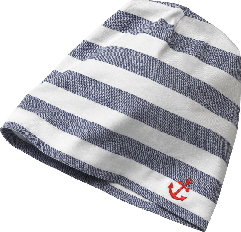 ALANA Kinder Mütze, Gr. 54/55, in Bio-Baumwolle und Elasthan, blau, weiß