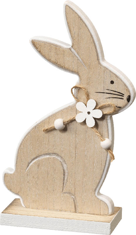 Dekorieren & Einrichten Holzaufsteller Hase mit Schleife & Blume natur