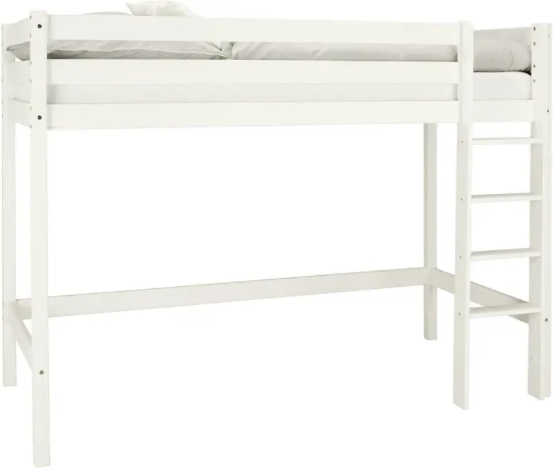 Hochbett aus Kiefer massiv in Weiß