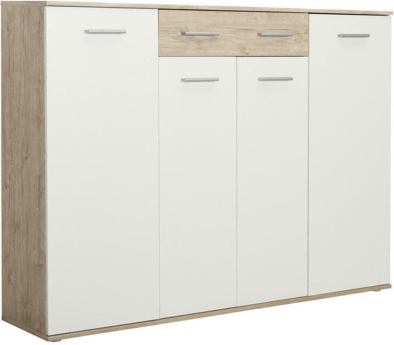 SCHUHSCHRANK Weiß, Eichefarben