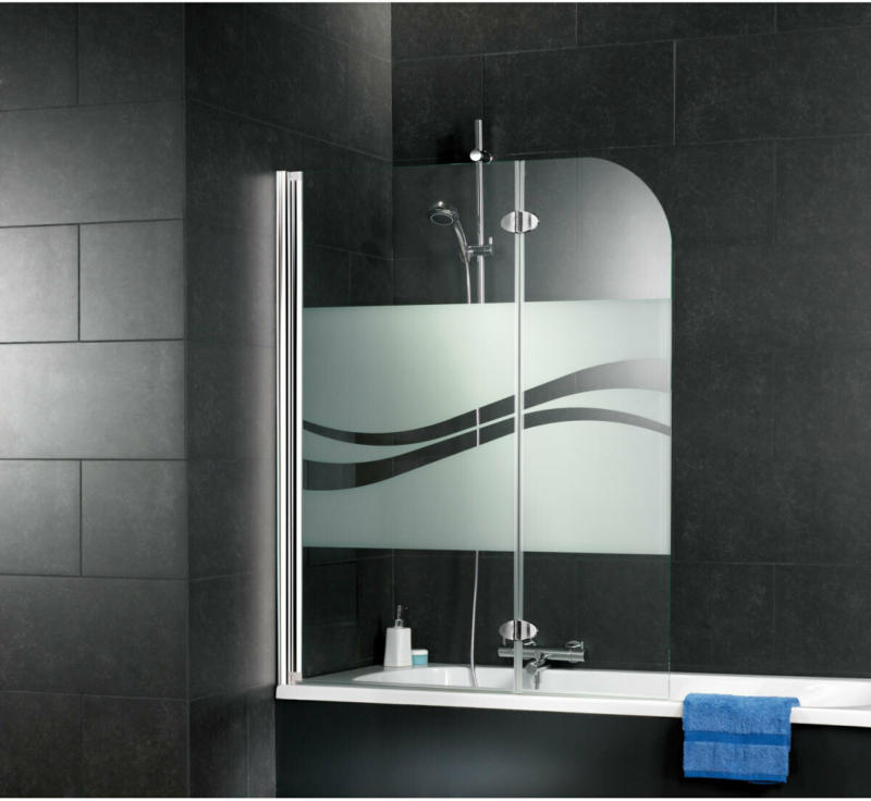 Badewannenfaltwand, 2tlg., Chromoptik