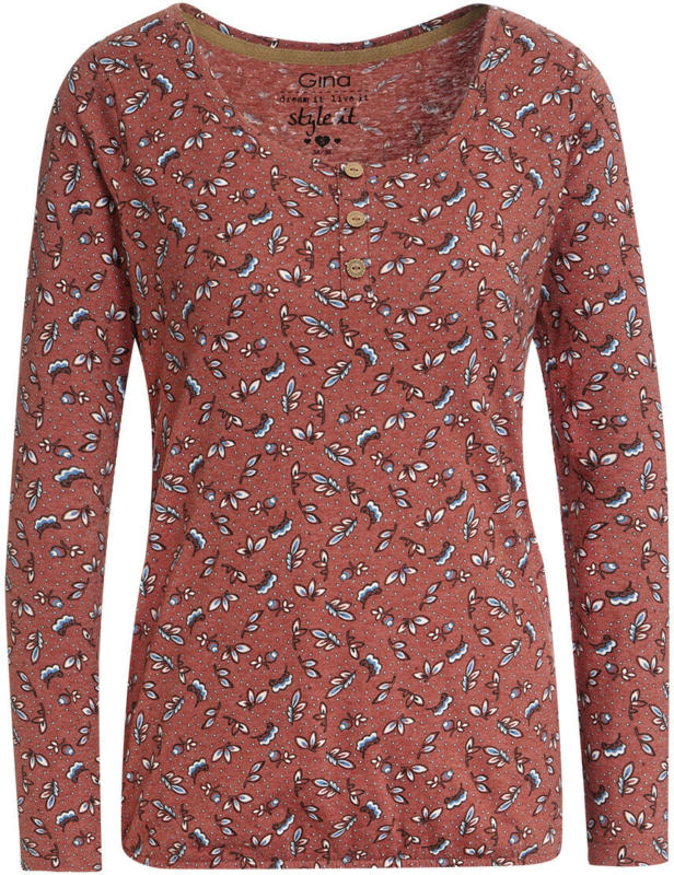Damen Langarmshirt mit Blätter-Print (Nur online)