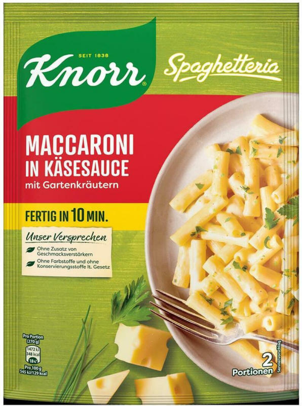 Knorr Spaghetteria Maccaroni mit Käse ️ Online von BILLA - wogibtswas.at