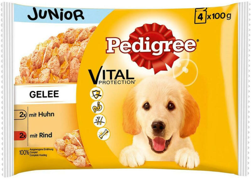 Pedigree 4er Pack Huhn & Rind in Gelee Junior