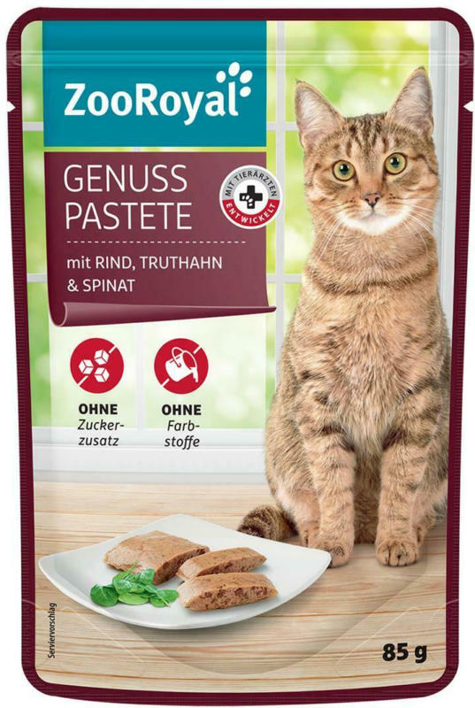 ZooRoyal Genuss Pastete mit Rind, Truthahn & Spinat