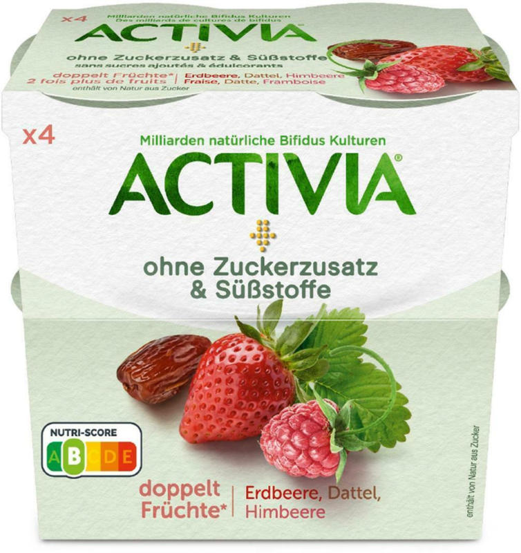 Danone Activia Erdbeer-Himbeer-Dattel ohne Zucker
