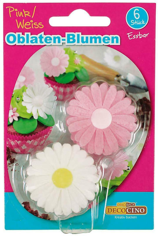 Decocino Oblaten Blumen Pink/Weiß