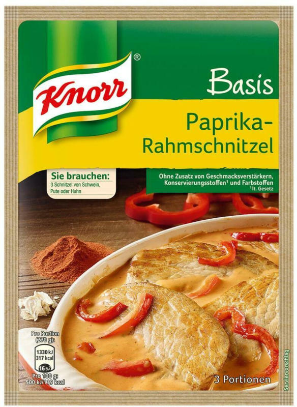 Knorr Basis für Paprika-Rahmschnitzel