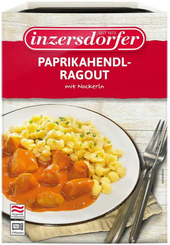 Inzersdorfer Paprikahendl-Ragout mit Nockerl
