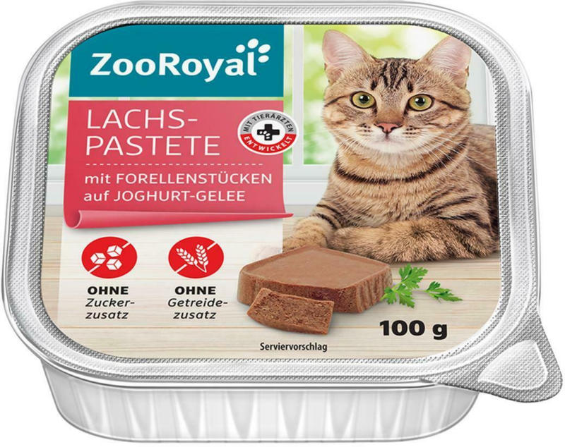 ZooRoyal Lachs-Pastete mit Forellenstücken auf Joghurt-Gelee