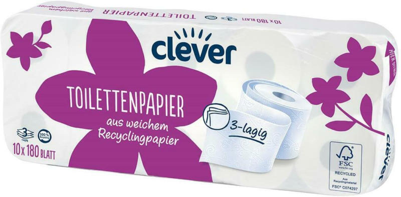 Clever Toilettenpapier 3-lagig