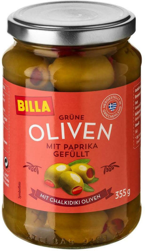 BILLA Grüne Oliven mit Paprika
