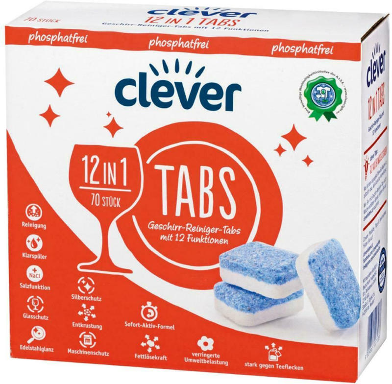 Clever 12 in 1 Geschirrspültabs