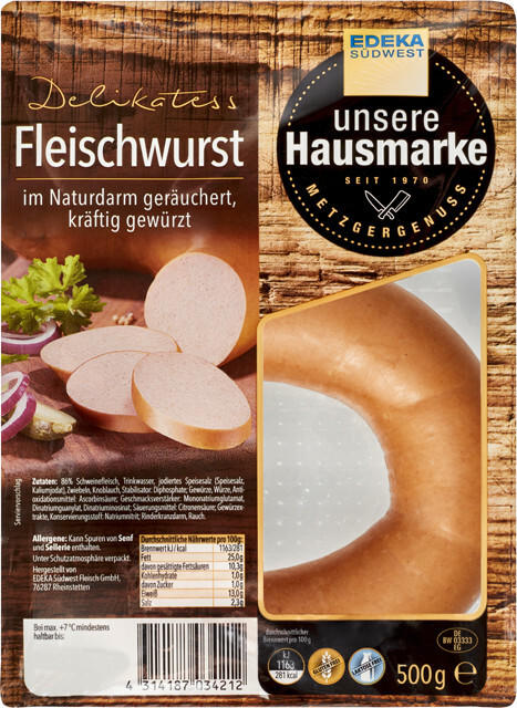 EDEKA Südwest unsere Hausmarke Delikatess Fleischwurst