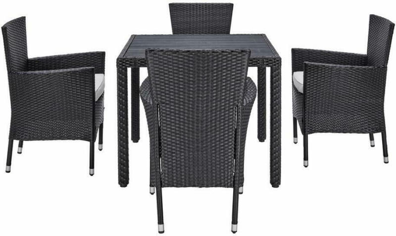 Gartengarnitur 5-Teilig Miami aus Polyrattan mit Kissen