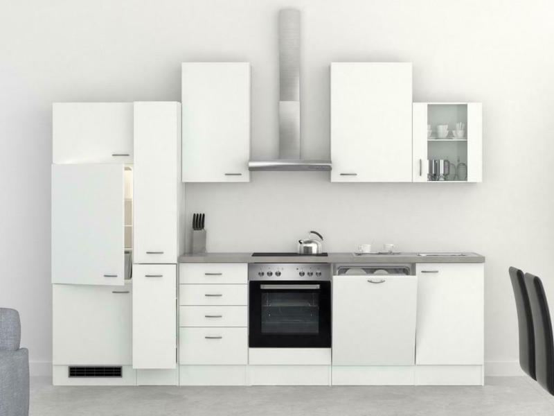 Küchenzeile Wito mit Geräten 310 cm Grau/Weiß Modern