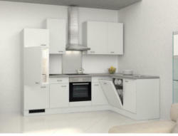 Einbauküche Eckküche Möbelix Wito mit Geräten 280x170 cm Grau/Weiß Elegant