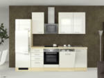 Möbelix Küchenzeile Abaco mit Geräten 280 cm Perlmutt/Akazie Modern